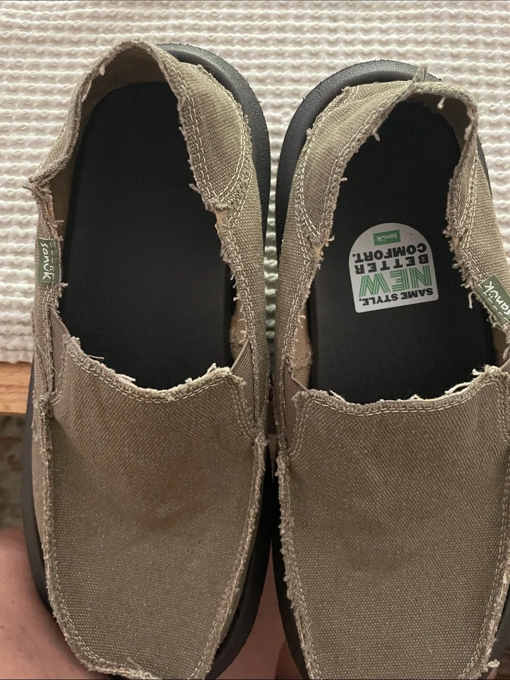 Sanuk Men's Slip-On Canvas Loafers in Olive
